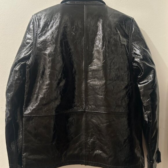 One Teaspoon Rich BLACK OUT Patent Leather Lined Zip Shimmer Short JACKET NWT - Picture 15 of 16